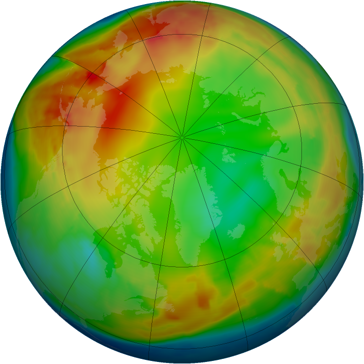 Arctic ozone map for 13 January 2010